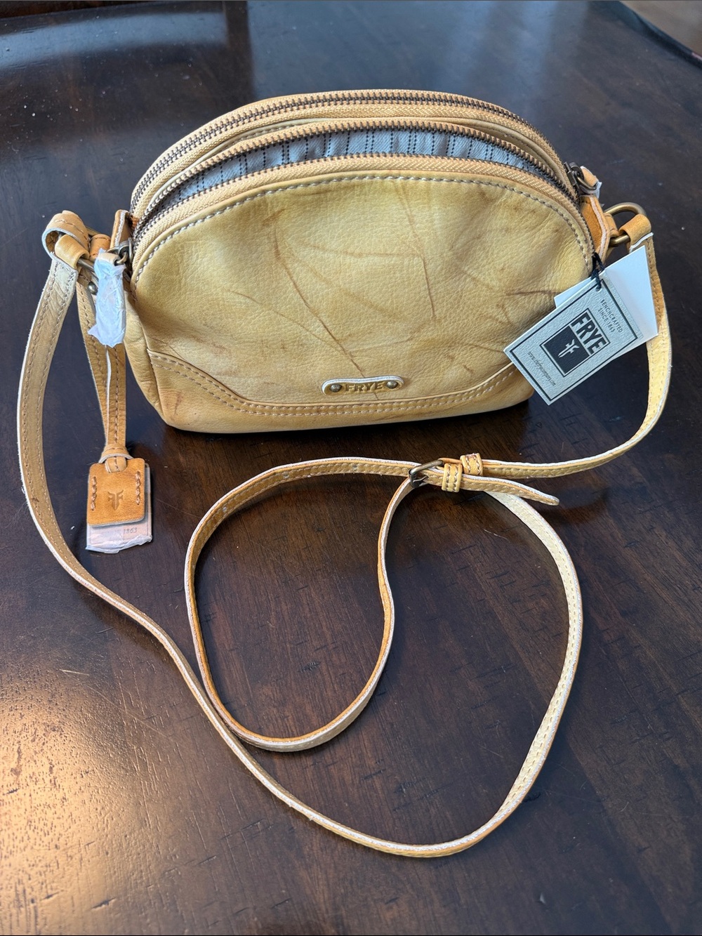 Frye Leather Campus Zip Crossbody DB494 Banana NWT
